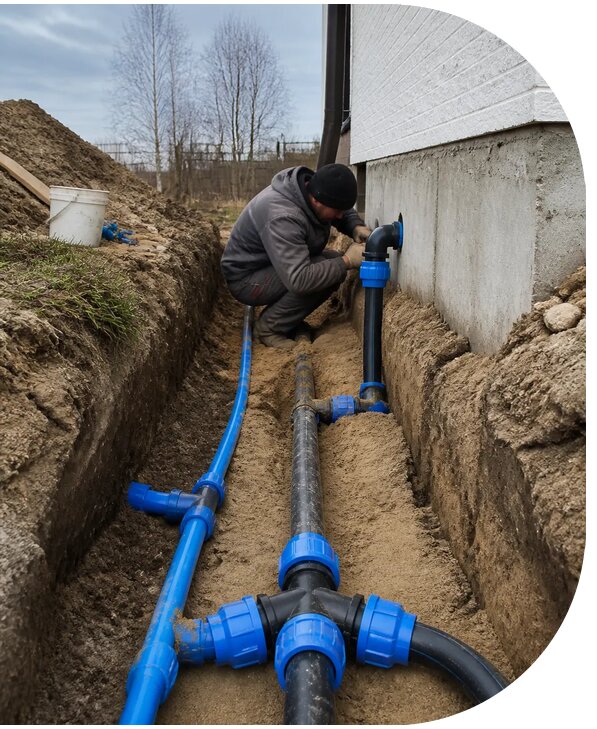 Монтаж наружного водопровода на участке под ключ в Заволжье